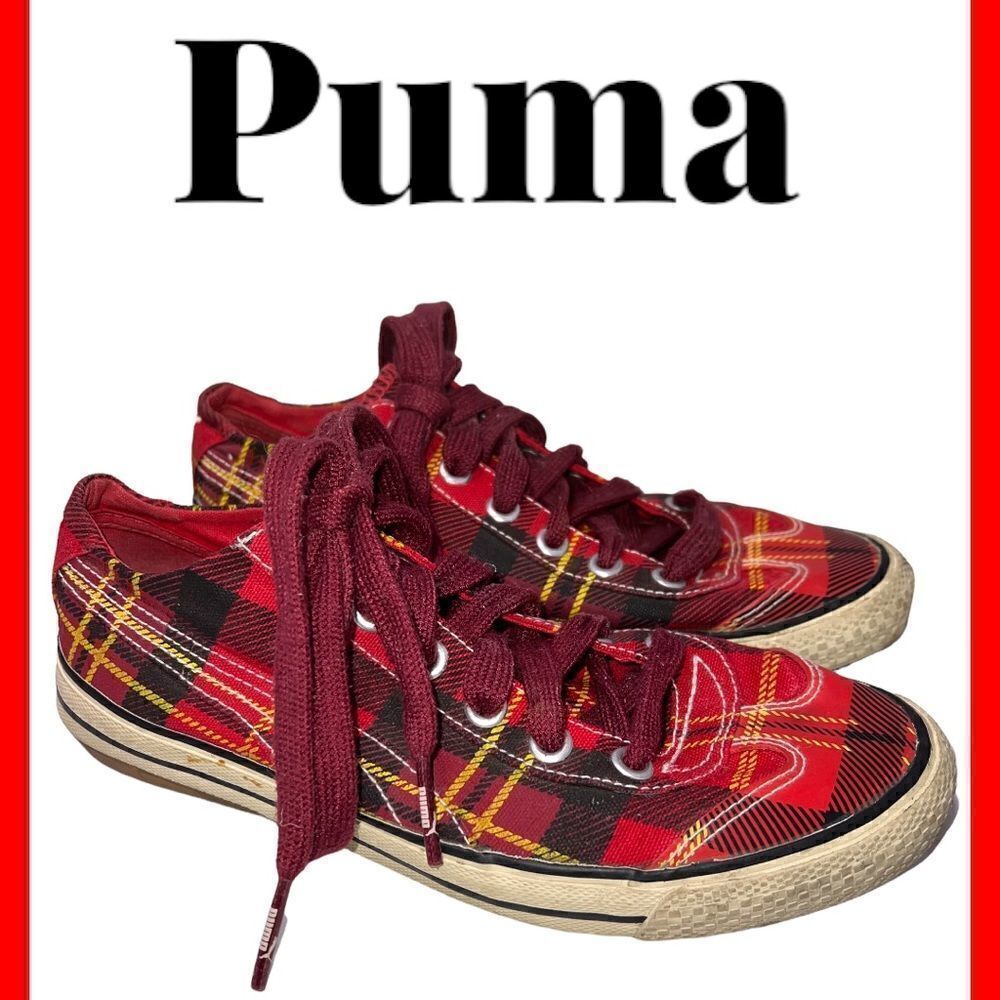 Puma Sneakers RARE 2008 Tartan Red Plaid. Size 5.5 with original laces.